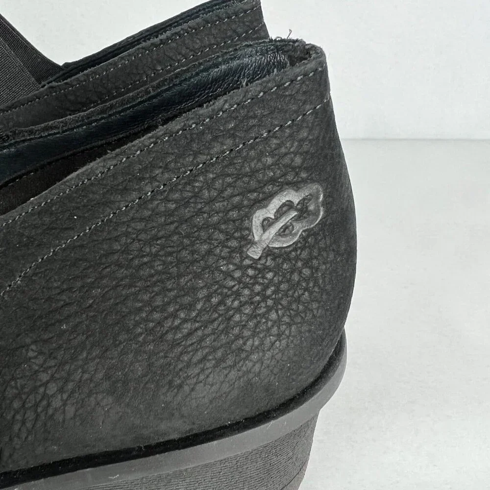 Loints Of Holland Maryjane Shoes Womens 41 9.5 10 Black‎ Wedge Pebbled Leather